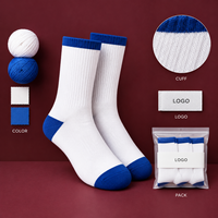 Lot de chaussettes pour hommes en coton et élasthanne, coloris blanc cobalt, avec bord côtelé, talon et bout renforcés, tailles assorties