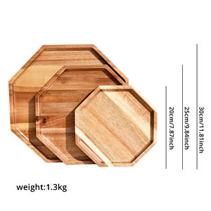 Bandeja de servicio de madera de acacia ecológica 3 en un conjunto de almacenamiento y comida y aperitivos para cualquier sala de estar y dormitorio - Product Image 6