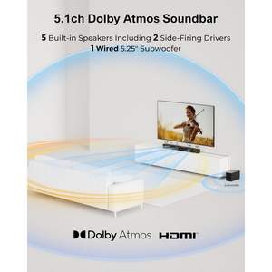 Barra de Sonido 5.1 Canales con Subwoofer de 300W Dolby Atmos para Cine en Casa y TV - Product Image 3