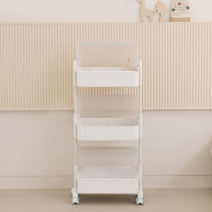 New Cocomaam 3-Tier Covered <b>Storage</b> <b>Trolley</b> Dustproof Plastic Hand Cart Home <b>Kitchen</b> Nursery Mobile Organizer - Product Image 2