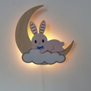 Lámpara de Pared de Madera con Forma de Conejito, Decoración de Pared para Habitación Infantil con Luz LED, Lámpara de Pared Decorativa con Forma de Conejo, Funciona con Pilas AA, Decoración de Pared para Habitación Infantil - Product Image 6