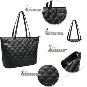 Custom Printed Logo Women Girl Quilted Handbag Shopping Daily Bag Purse Shoulder Travel Tote Bags