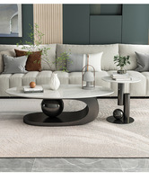 Italienischer Steinplatten-Couchtisch im Luxus-Stil, Oval-Form, Modernes Schlichtes Design, Neuer Stil Wohnzimmermöbel