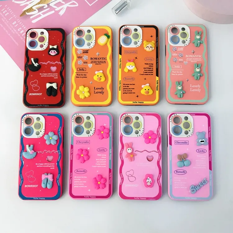 Casing ponsel gaya Korea, casing ponsel beruang stereo gaya Korea untuk iPhone11 12pro max 7 8 Plus kartun semua termasuk ponsel untuk iPhone13 pro