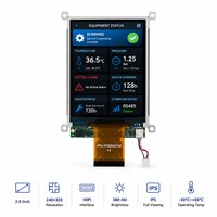 Modul Layar LCD TFT 2.0 inci 240*320 IPS MIPI LED Backlight Embedded Mounting Suhu Lebar -30C~+85C Semua Sudut Pandang