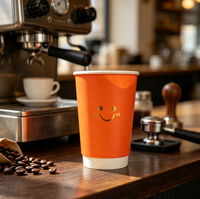 Gobelet à café en papier à double paroi isolé avec couvercle, imprimé avec un logo personnalisé, pour les boissons chaudes à emporter, café, restaurant