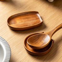 Repose-cuillère en bois d'acacia, support créatif pour ustensiles de cuisine, pièce décorative en bois massif, compatible lave-vaisselle et four, multi-usage pour hôtels