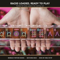 Jeu de Mahjong Américain Personnalisé de Luxe Écologique Portable à 4 Couches en Acrylique avec 160 Tuiles Gravées et Étui Rigide à Motif Tortue