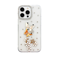 Coques de téléphone portable KINGSOUL de luxe avec motif papillon et fleur, en verre, diamants scintillants, design entièrement orné de diamants, DIY, en TPU+PC, avec anneau magnétique