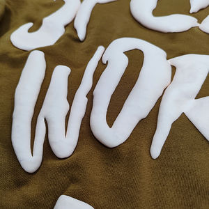 Felpa con orlo grezzo con stampa a sbuffo in cotone pesante Streetwear felpa con cappuccio con taglio personalizzato - Product Image 2