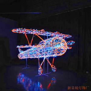 Installations lumineuses LED 3D personnalisées en forme d'avion pour Noël, pour l'extérieur et l'intérieur, pour parcs à thème et places de ville - Product Image 1