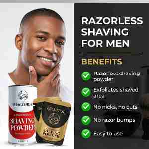 Polvere da Barba Senza Rasoio Formato Viaggio per Uomo con Vitamina E e Aloe, Formula Depilatoria Condizionante per Pelle Sensibile, Viso e Barba - Product Image 4