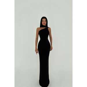 Marcia Luxe Lange Baljurk Zwarte A-lijn met Spleet Empire Taille Polyester Maat XL voor Gala - Product Image 3