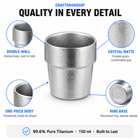 Set Hadiah Cangkir Kopi Espresso Anti Panas Dinding Ganda Titanium Murni, Mug Kopi, Peralatan Minum, Perlengkapan Dapur Rumah
