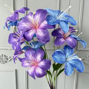 Vente en gros usine – Nouvelle orchidée Clivia artificielle faite à la main, branche unique à 2 têtes, pour décoration de maison, mariage et arrangements floraux - Product Image 3