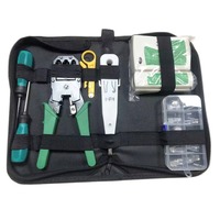 Kit d'outils de sertissage réseau trois-en-un avec testeur de câble RJ45, kit de réparation Ethernet, outil manuel combiné, Chine