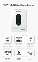 Batterie rackable 5,12 kWh et onduleur hybride 12 kW pour stockage solaire de secours pour toute la maison avec RS232 RS485 CAN