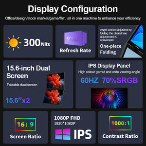 Портативный монитор для ПК двойной экран для ноутбука, расширитель 360 ° складной портативный дисплей многозадачный двойной портативный экран для ноутбука - Product Image 2