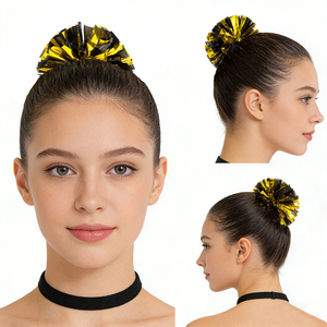 8cm di diametro piccola cravatta per capelli da polso <span class=keywords><strong>Pom</strong></span> pon Cheerleading metallico con elastico - Product Image 1