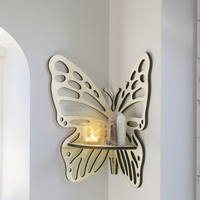 Étagère d'Angle Papillon en Bois Créative, Décorations Murales, Bougeoirs pour la Décoration Intérieure