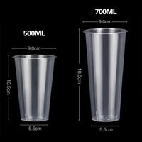 Gobelet jetable en plastique de 500 ml, 700 ml, 24 oz pour thé au lait, avec support à collation, vente en gros