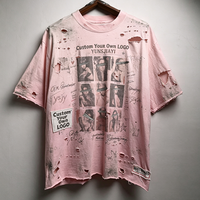 T-shirt graphique imprimé DGT en coton 100% pour homme, effet vieilli et délavé, fournisseur de t-shirts vintage à marque privée
