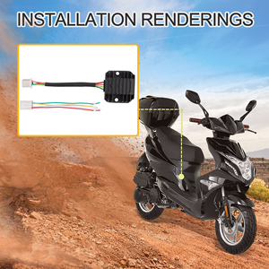 GOOFIT 12V Régulateur <span class=keywords><strong>de</strong></span> <span class=keywords><strong>tension</strong></span> pour <span class=keywords><strong>moto</strong></span> Redresseur 4 fils Demi-onde Remplacement pour GY6 <span class=keywords><strong>50cc</strong></span> 125cc 150cc Scooter ATV - Product Image 6