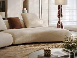 Canapé d'angle moderne et minimaliste en tissu chenille doux, avec coussins de dossier moelleux, double accoudoir en H, réglable, en métal - Product Image 3