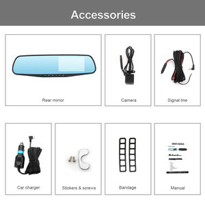 Junsun — caméra de tableau de bord hd 1080p, dashcam, double objectif, enregistreur vidéo pour voiture, 4.3 pouces, écran miroir, 140 degrés, livraison directe - Product Image 6
