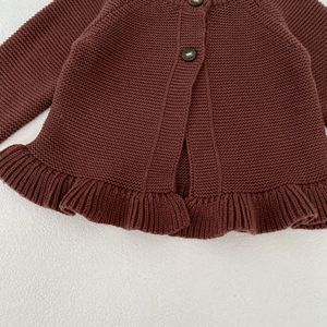 Vente chaude Automne Hiver Ensemble de vêtements en tricot pour bébé avec design ourlet en <span class=keywords><strong>bois</strong></span> doux 100% coton Pull cardigan & pantalon pour enfants - Product Image 5
