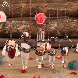 สร้อยคอจี้สไตล์โบฮีเมียนชุบสีบรอนซ์โบราณ ประดับคริสตัลบำบัด หินธรรมชาติ เครื่องประดับเสริมพลังงาน สำหรับวันครบรอบ - Product Image 2