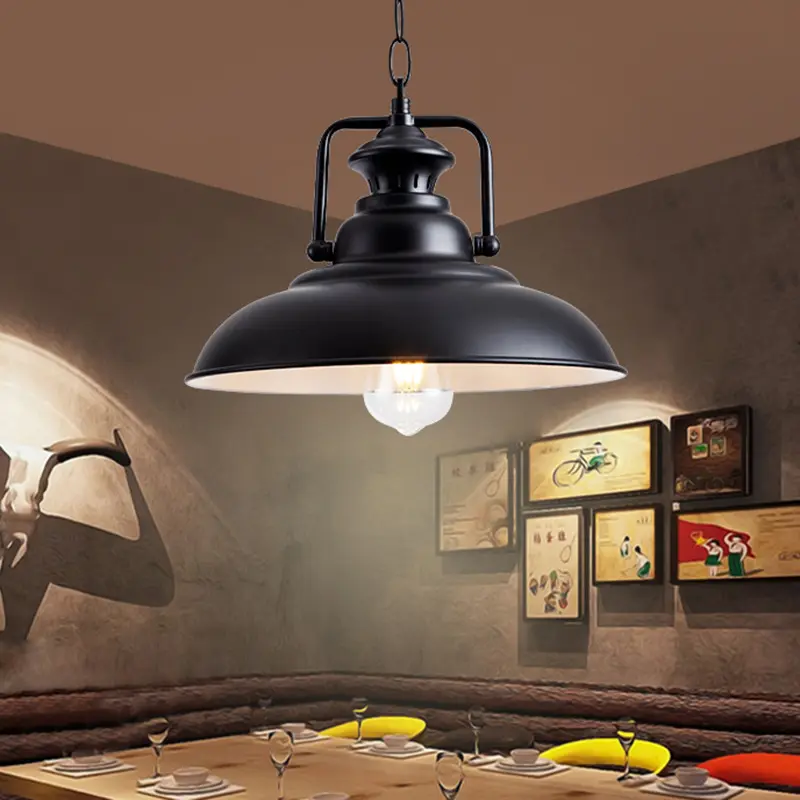 Cocina isla bar restaurante loft diseño creativo de metal interior vintage lámpara colgante retro negro luz colgante industrial