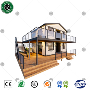 Casa Prefabricada de Acero Ligero de Dos Pisos de Rápido Montaje, Fácil Instalación, Alojamiento Turístico con Paneles de Pared Blancos y Balcón de Vidrio - Product Image 2