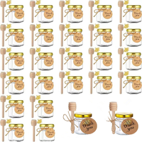50 Paket Stoples Madu Mini dengan Sendok Kayu 1.5oz 45ml Set Stoples Madu untuk Souvenir Pesta Pernikahan