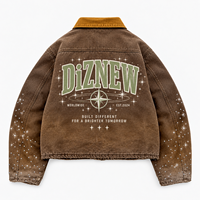 Veste homme DiZNEW High Street avec logo gothique imprimé, en toile épaisse délavée, style Darkwear, fabrication OEM