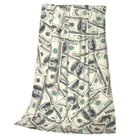 FF6243 Plaid d'hiver doux en peluche imprimé dollars, décoration intérieure, cadeau, pour lit, canapé, en flanelle, motif argent