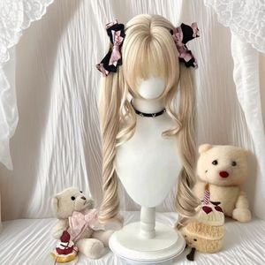 Peluca Lolita Roman Curl, pelo largo y rizado con flequillo, fibra Kanekalon, línea de cabello natural, estilo dulce para mujeres - Product Image 4