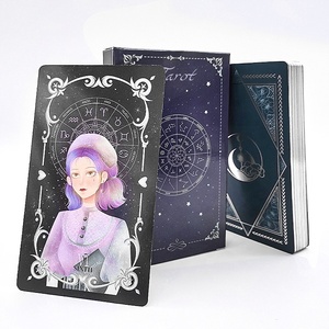 Cartes de jeu SFT personnalisées en gros, avec impression de design, fabrication, dorure, grandes et mini, en papier noir, avec breloques, jeu de tarot, cartes <span class=keywords><strong>Oracle</strong></span> et guide - Product Image 1