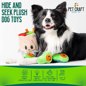Paquete de Juguetes para Perros Burrito Avocado: Juguete de Peluche Sostenible Interactivo con Forma de Cueva, Rompecabezas de Actividades, para Masticar y Jugar a Esconder y Buscar - Product Image 6