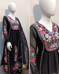 Heavy Faux Georgette Kurtis Pent Dupatta con bordado adecuado para ropa informal diaria de India Export - Product Image 6