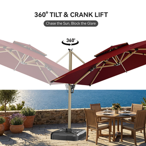 Sombrilla de Patio HANYI 3x3m, Plegable, Impermeable, con Poste de Aluminio Resistente, Diseño Moderno, Tipo Cantilever, para Uso en Exteriores - Product Image 6