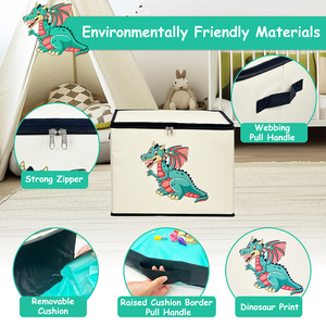 एकीकृत प्ले मैट फोल्डेबल आधुनिक डिजाइन आयताकार आकार बच्चे खिलौना भंडारण बॉक्स ढक्कन - Product Image 4