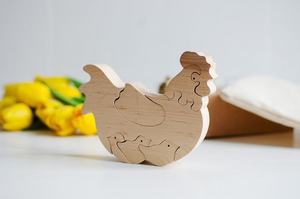 Jeu de puzzle en bois pour enfants - Adorables vaches maman et bébé - Bois naturel et peinture de sécurité - Product Image 3