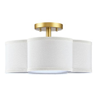Plafonnier semi-encastré en fer avec abat-jour en tissu blanc, idéal pour chambre, salle à manger, salon, couloir, LED