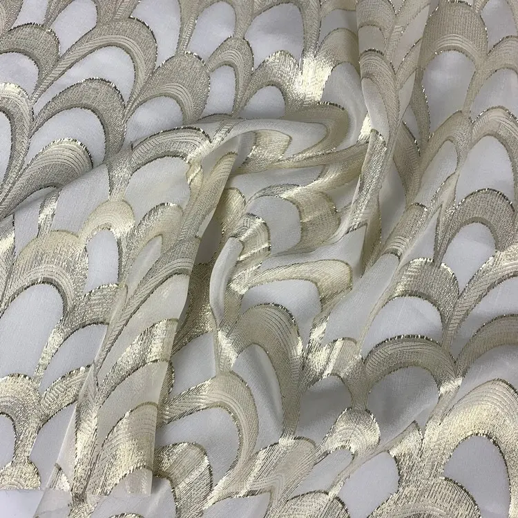 Silk Fabric Metallic Lurex Silk Fabric With Metallic Jacquard Lurex Silk Chiffon Fabric