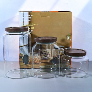 Set di vasetti di vetro di grande capacità all'ingrosso borosilicato resistente al calore bottiglia di vetro sigillata per cucina barattolo di vetro - Product Image 1