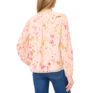 Nhà máy sản xuất bán buôn thiết kế mới Tie-Neck in ấn giản dị hợp thời trang của phụ nữ áo cánh - Product Image 2