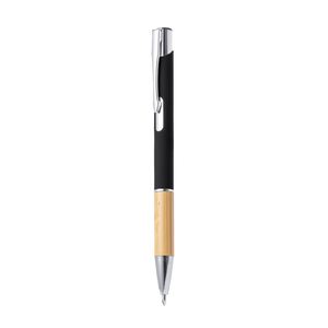 NEW ARRIVAL PROMOTIONAL ECO FRIENDLY RUBBERIZED ALUMINUM PEN <b>BAMBOO</b> GRIP SILK <b>SCREEN</b> PRINTING CUSTOMIZABLE LOGO BLACK/BLUE - Product Image 1