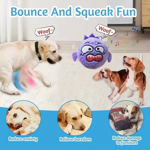 İnteraktif Sesli Köpek Topu Oyuncağı, Zıplayan Sesli Çiğneme Oyuncağı, İç Mekan Oyunu Eğitimi ve Küçük ve Orta Boy Köpekler için Stres Giderici - Product Image 4