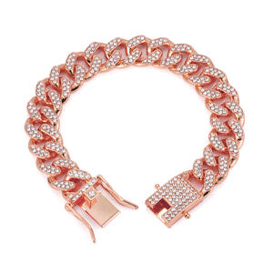 Kalung rantai untuk anjing dan kucing besar 7-30 inci perhiasan seng dapat disesuaikan berlian imitasi berkilau desain Kuba mewah Premium - Product Image 6